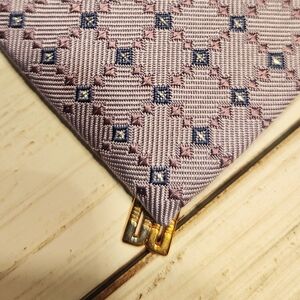 DAKS London Purple/Lavender  Geometric Tie with Gold Emblem & Sparkling Detail